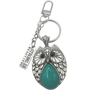 Owl keychain charm w/Strong Is Beautiful brand New, Homemade repurposed owl NWT